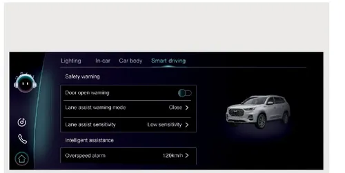 نمای منوی Smart driving در سیستم صوتی و تصویری خودرو
