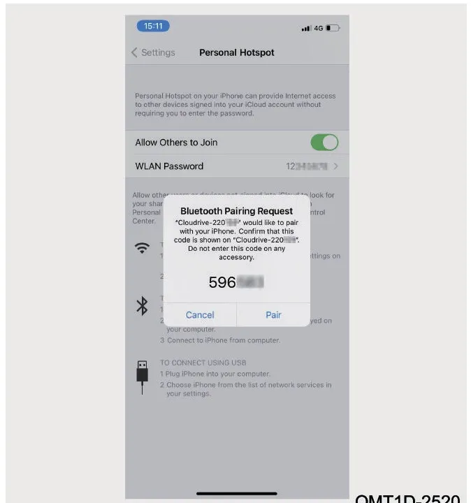 تصویر گوشی موبایل در حال نمایش پیغام Bluetooth Pairing Request