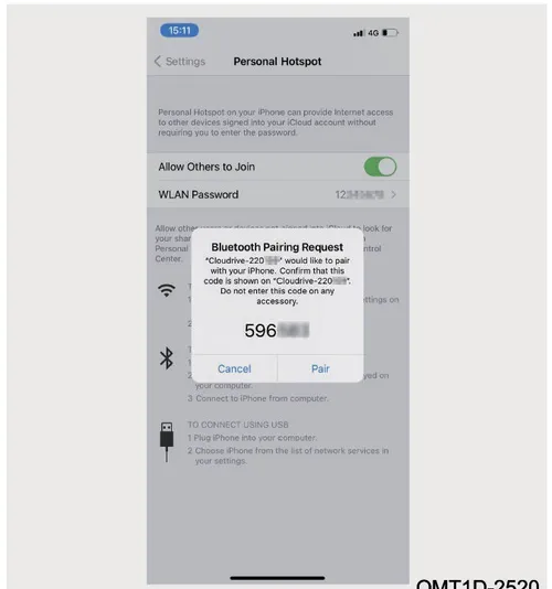 تصویر گوشی موبایل در حال نمایش پیغام Bluetooth Pairing Request
