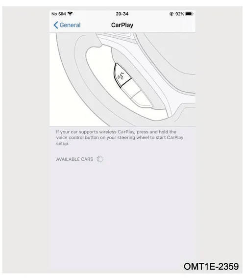 صفحه تنظیمات CarPlay در گوشی
