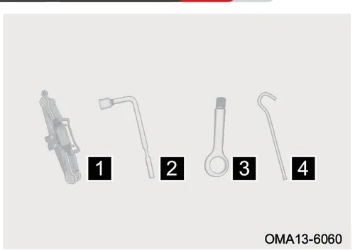 اجزای ابزار یدکی X33 کراس CVT: جک، آچار چرخ، بکسلبند و دسته جک