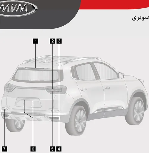 نمای عقب خودرو با شمارهگذاری قطعات