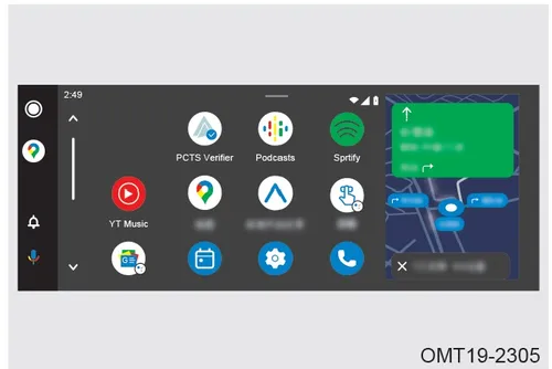 صفحه برنامههای مانیتور و آیکون برنامه Android Auto