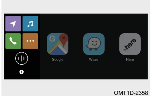 صفحه نمایش برنامه QDLink شامل آیکونهای ناوبری مانند Waze و Google Maps