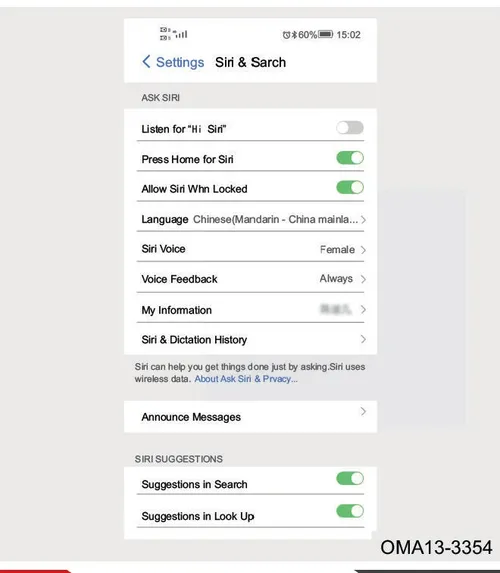 تنظیمات Siri & Search در موبایل برای اتصال به Apple CarPlay