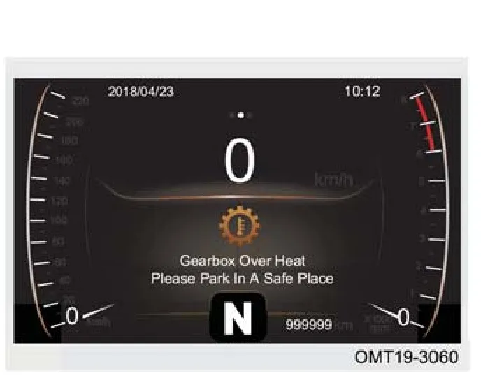 نمایش پیغام هشدار Gearbox Over Heat بر روی صفحه کیلومترشمار دیجیتال