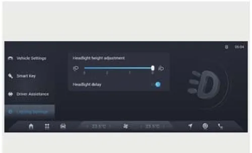 تنظیمات چراغها در مانیتور خودرو