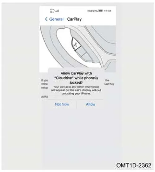 پیغام درخواست مجوز CarPlay