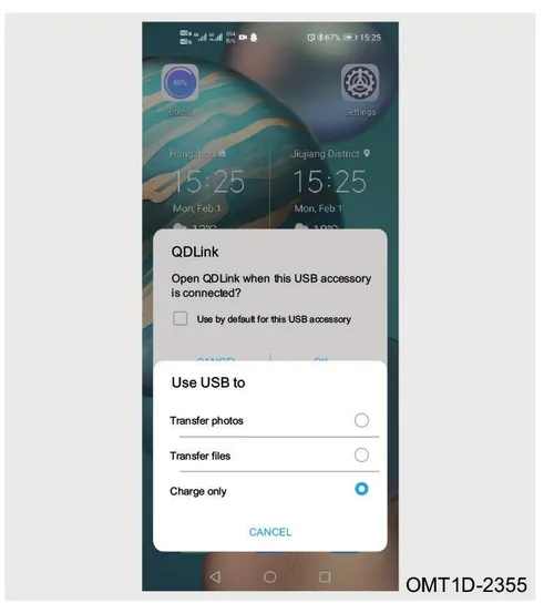 صفحه تنظیمات USB موبایل و انتخاب گزینه Transfer files