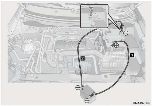 نمودار نحوه اتصال کابلهای رابط برای باتری به باتری کردن X33 کراس CVT