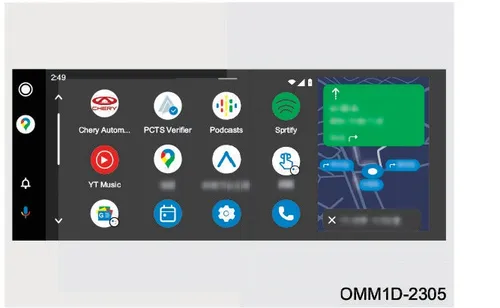 تصویر رابط کاربری Android Auto و آیکون برنامهها در مانیتور