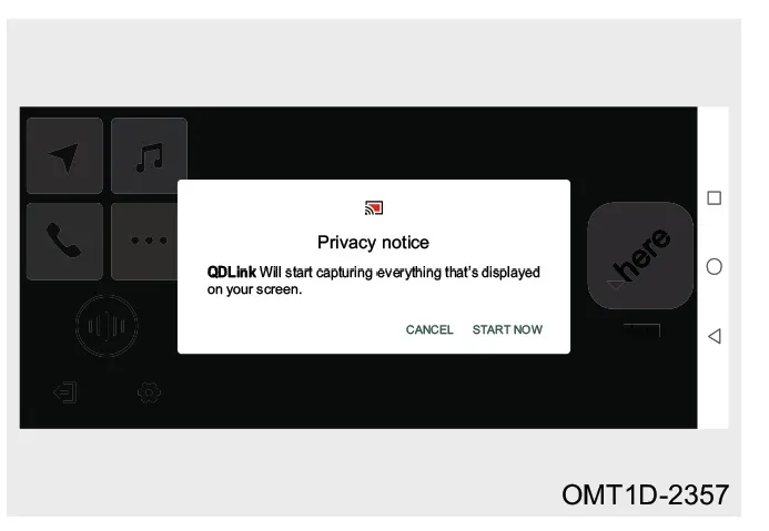 پیغام Privacy notice بر روی صفحه موبایل برای شروع ضبط توسط QDLink