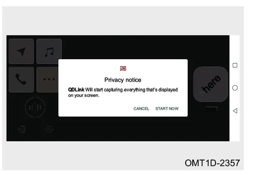 پیغام Privacy notice بر روی صفحه موبایل برای شروع ضبط توسط QDLink
