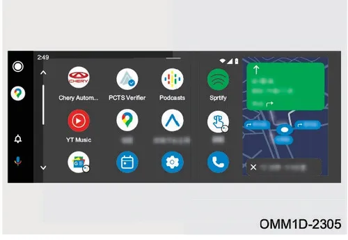 صفحه برنامههای کاربردی مانیتور خودرو شامل آیکون Android Auto