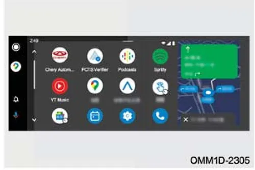 نمای صفحه برنامههای مانیتور و آیکون Android Auto