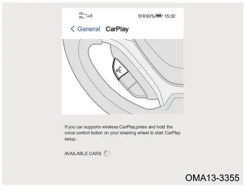 نمای صفحه تنظیمات CarPlay در گوشی موبایل