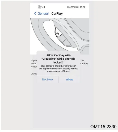 پیغام درخواست مجوز CarPlay در گوشی