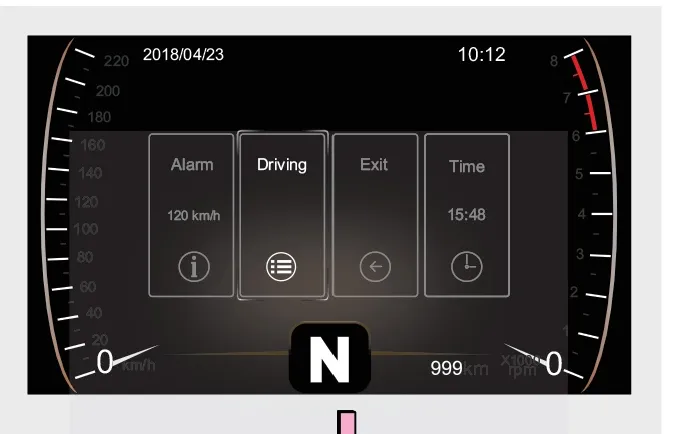 مراحل ورود به منوی تنظیمات و انتخاب بخش اطلاعات رانندگی (Driving)