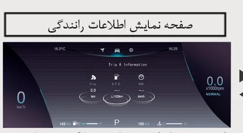 تصویر صفحه نمایش اطلاعات رانندگی در نمایشگر