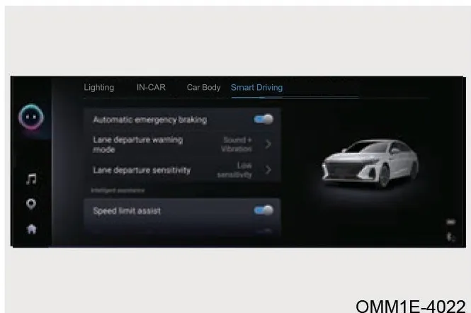 تنظیمات Smart Driving و lane assist alert در مانیتور آریزو ۸