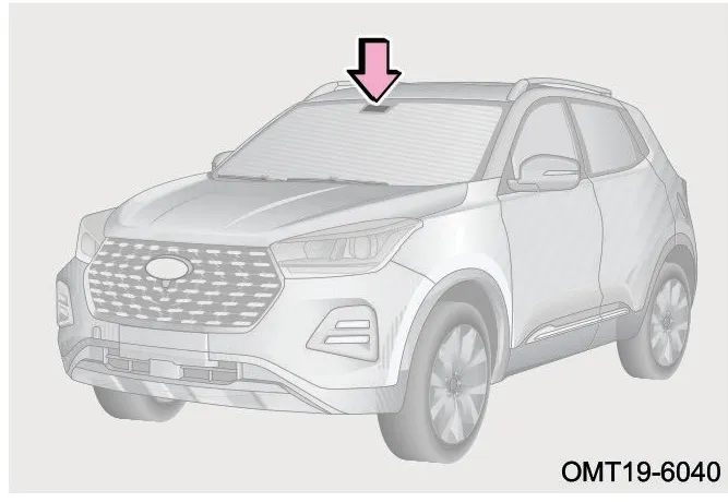تصویر خودرو و محل نصب برچسب RF در پشت آینه