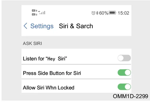 صفحه تنظیمات Siri & Search در گوشی iOS
