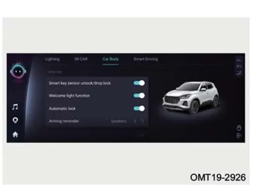 صفحه نمایش تنظیمات خودرو بخش Car Body