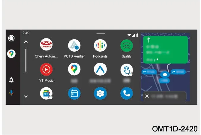 رابط کاربری برنامه Android Auto در مانیتور خودرو