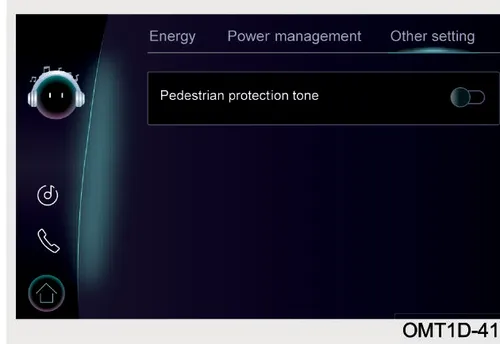 تصویر صفحه نمایش تنظیمات در منوی Other setting شامل گزینه Pedestrian protection tone