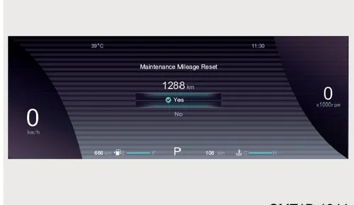 صفحه نمایش Maintenance Mileage Reset روی کلاستر خودرو