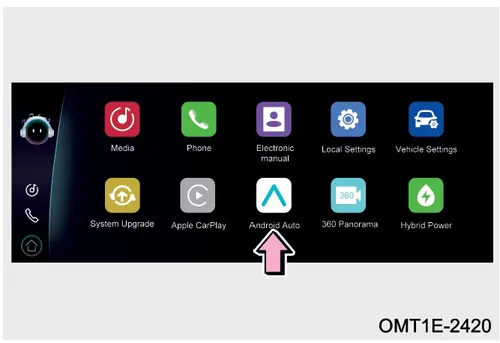 صفحه برنامه‌های کاربردی مانیتور و آیکون Android Auto