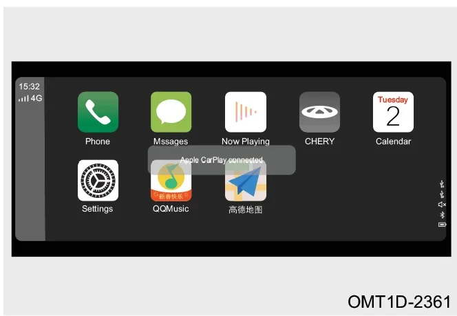 صفحه نمایش خودرو در حالت Apple CarPlay