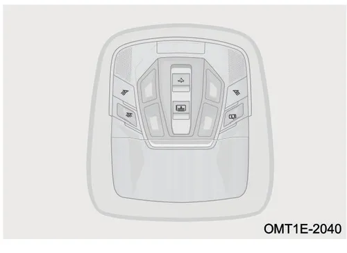 نمای کلیدهای کنترلی سقف پانوراما روی کنسول سقفی