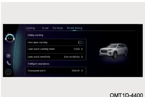تنظیمات سیستم کمکی رانندگی در منوی Smart driving